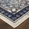 7' x 10' Gray Ivory and Blue Floral Power Loom Distressed Stain Resistant Area Rug