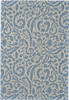 7' x 10' Blue Ivory and Tan Floral Distressed Stain Resistant Area Rug