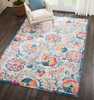 7' x 10' Ivory Floral Dhurrie Area Rug