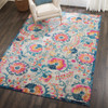 7' x 10' Ivory Floral Dhurrie Area Rug