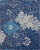 7' x 10' Blue and Ivory Floral Power Loom Area Rug