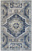 7' x 10' Blue and Ivory Abstract Power Loom Distressed Stain Resistant Area Rug