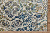 7' x 10' Ivory Blue and Green Floral Stain Resistant Area Rug