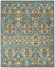 7' x 10' Blue Floral Power Loom Polypropylene Rectangle Area Rug