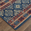 7' x 10' Blue Red and Ivory Geometric Power Loom Distressed Stain Resistant Area Rug