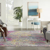 7' x 10' Pink and Ivory Coral Power Loom Area Rug