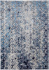 7' x 10' Blue Ivory and Gray Geometric Power Loom Distressed Area Rug