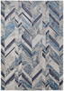 7' x 10' Ivory Blue and Gray Chevron Power Loom Distressed Area Rug