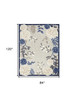 7' x 10' Blue and Grey Floral Stain Resistant Polypropylene Area Rug