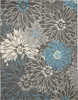 7' x 10' Blue and Gray Floral Power Loom Area Rug