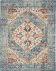 7' x 10' Blue and Ivory Power Loom Area Rug