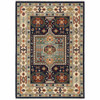 7' x 10' Blue Ivory Machine Woven Medallion Indoor Area Rug