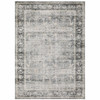7' x 10' Charcoal Grey Salmon & Ivory Oriental Printed Stain Resistant Non Skid Area Rug