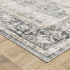 7' x 10' Charcoal Grey Salmon & Ivory Oriental Printed Stain Resistant Non Skid Area Rug