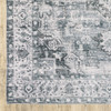 7' x 10' Navy Blue Ivory and Grey Oriental Printed Stain Resistant Non Skid Area Rug