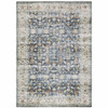 7' x 10' Blue Gold Rust Ivory & Olive Oriental Printed Stain Resistant Non Skid Area Rug