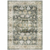7' x 10' Grey Charcoal Gold Brown Ivory Pale Sage & Light Blue Oriental Printed Non Skid Rug