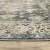 7' x 10' Grey Charcoal Gold Brown Ivory Pale Sage & Light Blue Oriental Printed Non Skid Rug