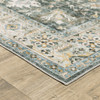 7' x 10' Grey Charcoal Gold Brown Ivory Pale Sage & Light Blue Oriental Printed Non Skid Rug