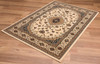 7' x 9' Cream Floral Medallion Area Rug