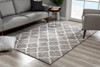 7' x 9' Grey Geometric Power Loom Stain Resistant Rectangle Area Rug
