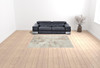 7' x 9' Beige Cream and Brown Damask Stain Resistant Area Rug
