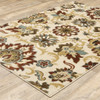 7' x 9' Ivory and Red Floral Vines Area Rug