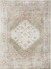 7' x 9' Sage Oriental Power Loom Distressed Washable Area Rug
