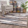7' x 9' Gray and Black Strokes Area Rug