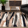 7' x 9' Gray and Black Strokes Area Rug