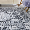 7' x 9' Charcoal Medallion Stain Resistant Area Rug