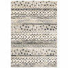 7' x 9' Ivory and Black Eclectic Patterns Indoor Area Rug