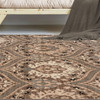 7' x 9' Ivory Beige and Light Blue Floral Stain Resistant Area Rug