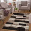 7' x 9' Chocolate Patchwork Power Loom Stain Resistant Area Rug