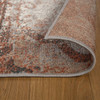 7' x 9' Rust and Gray Damask Distressed Stain Resistant Area Rug