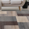 7' x 9' Grey Patchwork Power Loom Stain Resistant Area Rug