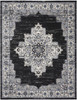 8' x 10' Black Floral Power Loom Distressed Area Rug