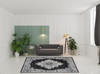 8' x 10' Black Floral Power Loom Distressed Area Rug