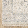 8' x 10' Beige and Charcoal Oriental Hand Loomed Stain Resistant Area Rug with Fringe