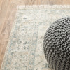 8' x 10' Beige and Charcoal Oriental Hand Loomed Stain Resistant Area Rug with Fringe