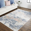 8' x 10' Blue Gray and Ivory Abstract Stain Resistant Area Rug