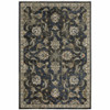 8' x 10' Charcoal Blue Gold Rust and Beige Oriental Power Loom Stain Resistant Area Rug