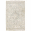 8' x 10' Beige and Grey Oriental Hand Loomed Area Rug with Fringe