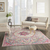 8' x 10' Pink and Gray Power Loom Area Rug