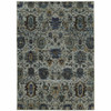 8' x 10' Blue and Navy Oriental Power Loom Stain Resistant Area Rug