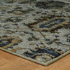 8' x 10' Blue and Navy Oriental Power Loom Stain Resistant Area Rug