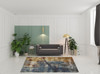 8' x 10' Blue Gold Teal Rust Grey and Beige Abstract Power Loom Stain Resistant Area Rug