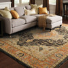 8' x 10' Gold Brown Grey Rust Green and Purple Oriental Power Loom Area Rug