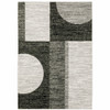 8' x 10' Charcoal Grey and Ivory Geometric Power Loom Stain Resistant Area Rug