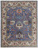 8' x 10' Blue and Red Wool Floral Hand Knotted Stain Resistant Area Rug